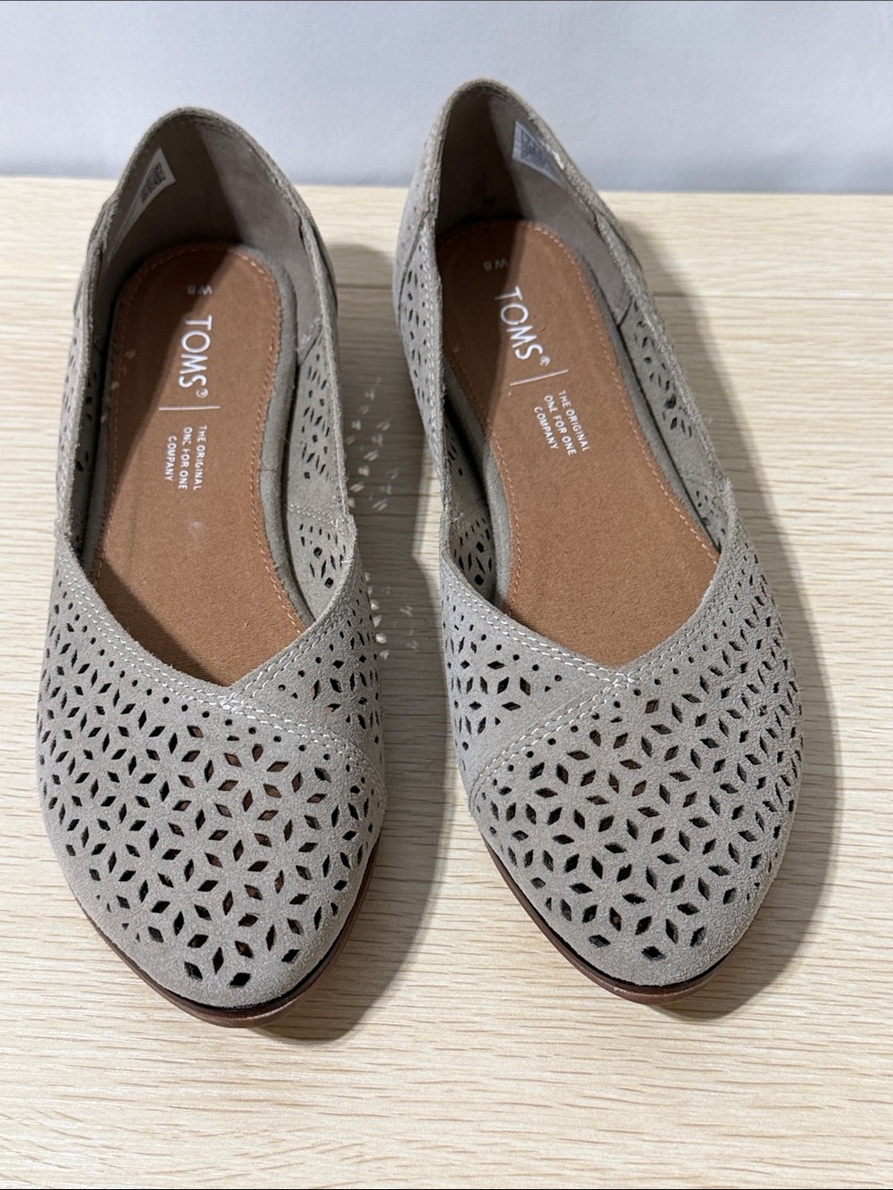 Toms Light Gray Laser-Cut Slip-On Flats